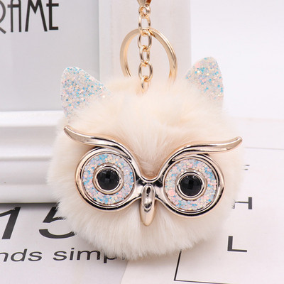 Charms Crystal Faux Fox Fur Keychain Дамски дрънкулки Чанти за окачване Автомобилен ключодържател Ключодържател Играчка Подаръци Llaveros Бижута Висулки