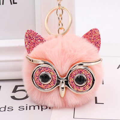 Charms Crystal Faux Fox Fur Keychain Дамски дрънкулки Чанти за окачване Автомобилен ключодържател Ключодържател Играчка Подаръци Llaveros Бижута Висулки