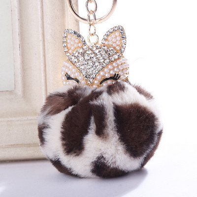 Charms Crystal Faux Fox Fur Keychain Дамски дрънкулки Чанти за окачване Автомобилен ключодържател Ключодържател Играчка Подаръци Llaveros Бижута Висулки