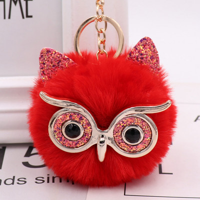 Charms Crystal Faux Fox Fur Keychain Дамски дрънкулки Чанти за окачване Автомобилен ключодържател Ключодържател Играчка Подаръци Llaveros Бижута Висулки