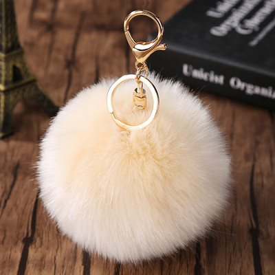 Charms Crystal Faux Fox Fur Keychain Дамски дрънкулки Чанти за окачване Автомобилен ключодържател Ключодържател Играчка Подаръци Llaveros Бижута Висулки