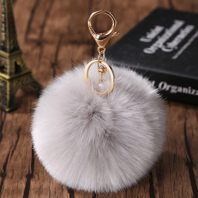 Charms Crystal Faux Fox Fur Keychain Дамски дрънкулки Чанти за окачване Автомобилен ключодържател Ключодържател Играчка Подаръци Llaveros Бижута Висулки