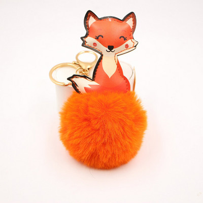 Charms Crystal Faux Fox Fur Keychain Дамски дрънкулки Чанти за окачване Автомобилен ключодържател Ключодържател Играчка Подаръци Llaveros Бижута Висулки