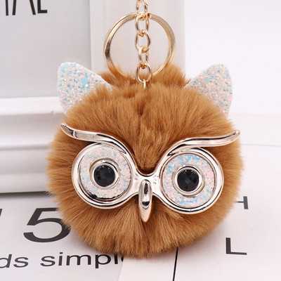 Charms Crystal Faux Fox Fur Keychain Дамски дрънкулки Чанти за окачване Автомобилен ключодържател Ключодържател Играчка Подаръци Llaveros Бижута Висулки