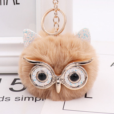 Charms Crystal Faux Fox Fur Keychain Дамски дрънкулки Чанти за окачване Автомобилен ключодържател Ключодържател Играчка Подаръци Llaveros Бижута Висулки