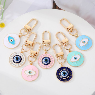 1Pcs Okrugli Evil Eye Keychain Privjesak za ključeve za prijatelje Parove Boho Blue Eye Bag Auto Airpods Box Ključ Telefon Šarm Dodaci Nakit