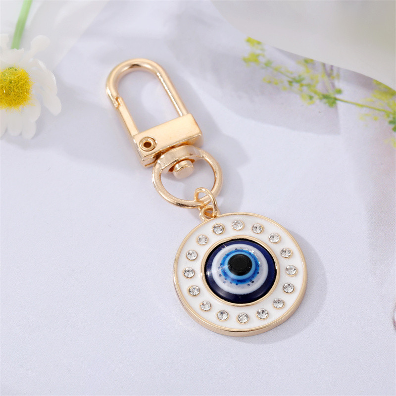 1db Kerek Evil Eye Kulcstartó Kulcstartó Barátoknak Párok Boho Blue Eye Bag Autós Airpods Doboz Kulcs Telefon Báj Kiegészítők Ékszerek