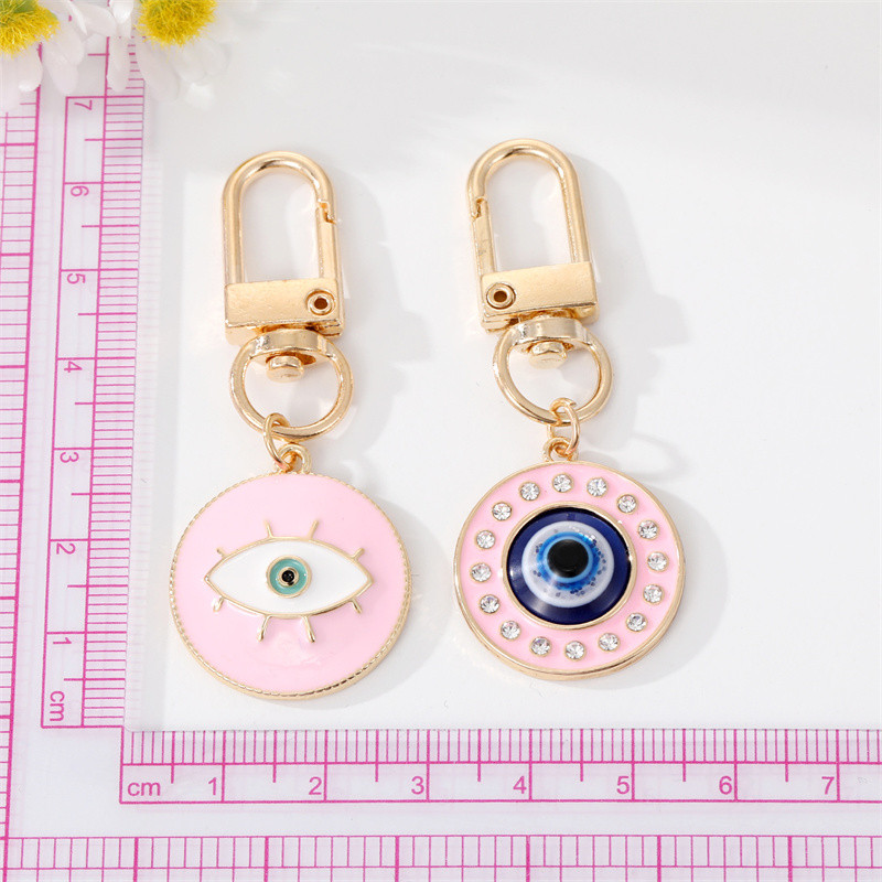 1db Kerek Evil Eye Kulcstartó Kulcstartó Barátoknak Párok Boho Blue Eye Bag Autós Airpods Doboz Kulcs Telefon Báj Kiegészítők Ékszerek