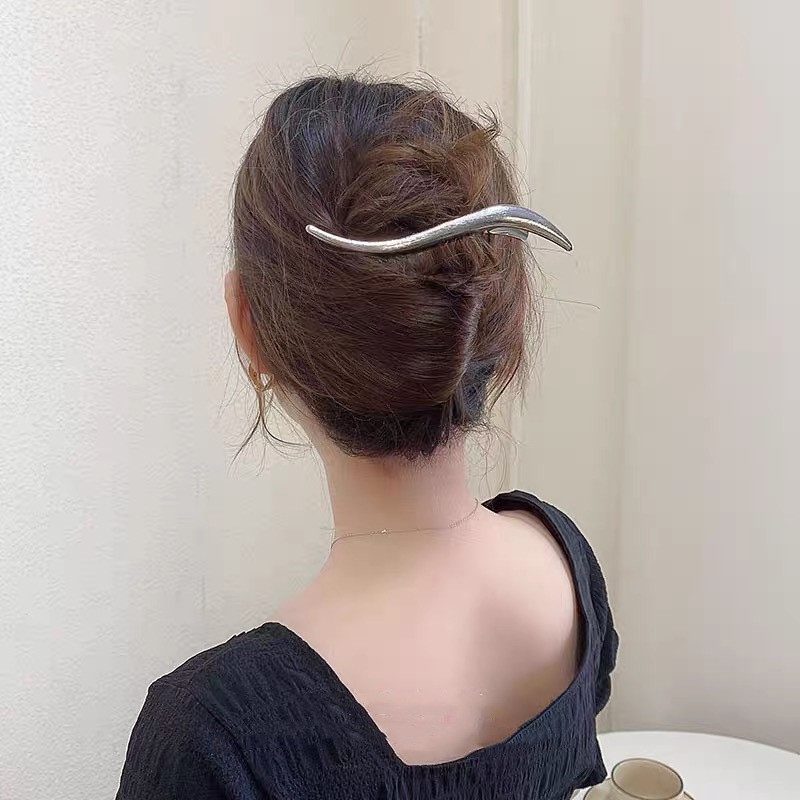 Moteriški plaukų aksesuarai Nauji 2022 m. Paprasta tendencija metalo aukso sidabro S formos plaukų žnyplių segtukai ir smeigtukai Moterų galvos apdangalai su sagtimi