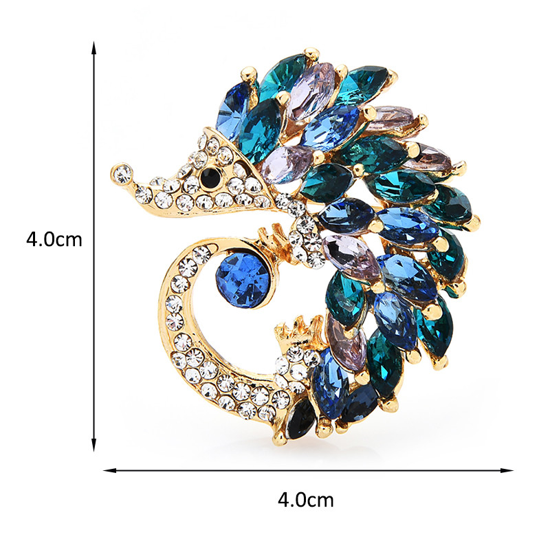 Wuli&baby Broșe cu arici drăguț din cristal strălucitor Ace de broșă cu animale adormite 3 culori pentru femei, cadou de bijuterii de Anul Nou