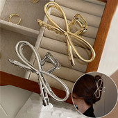 Big Bowknot Punk Metal Gold Silver Щипки за коса Мода Корея Cross Bow Crab Claw Clip Hairgrip Аксесоари за коса за жени Нови