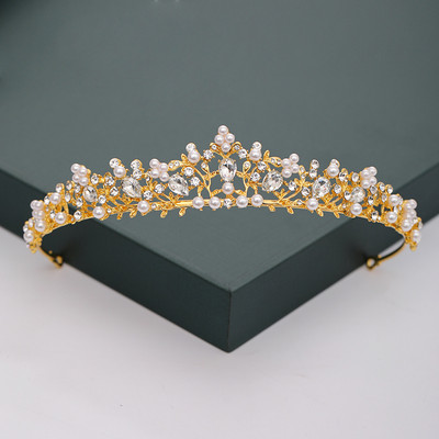 Auriu, argintiu, diademe și coroane, pentru nuntă, petrecere, perle de cristal, diademe, strasuri, ornamente pentru cap, accesorii de modă