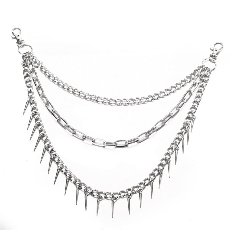 Lanț punk stratificat pe pantaloni de blugi Femei Brelocuri cu vârfuri pentru bărbați Egirl eBoy Harajuku Accesorii estetice Grunge