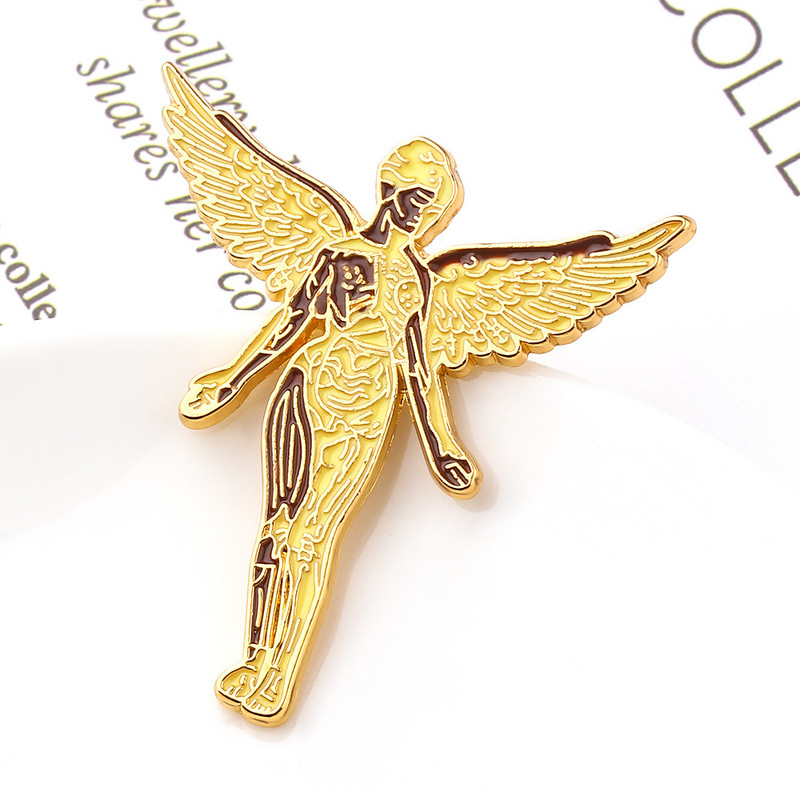 Ace emailat Insignia de inger de aur Decoratiune de birou Decorație drăguță Muzică rock Jewelryboy Prieteni Prieteni Adulti Copii Cadou