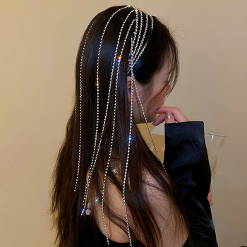 Νέο Full Rhinestone Headband για Μαλλιά Γυναικεία Μακριά Φούντα Κρυστάλλινο Κεφαλόδεσμο Αξεσουάρ μαλλιών Αξεσουάρ γάμου Κοσμήματα μαλλιών