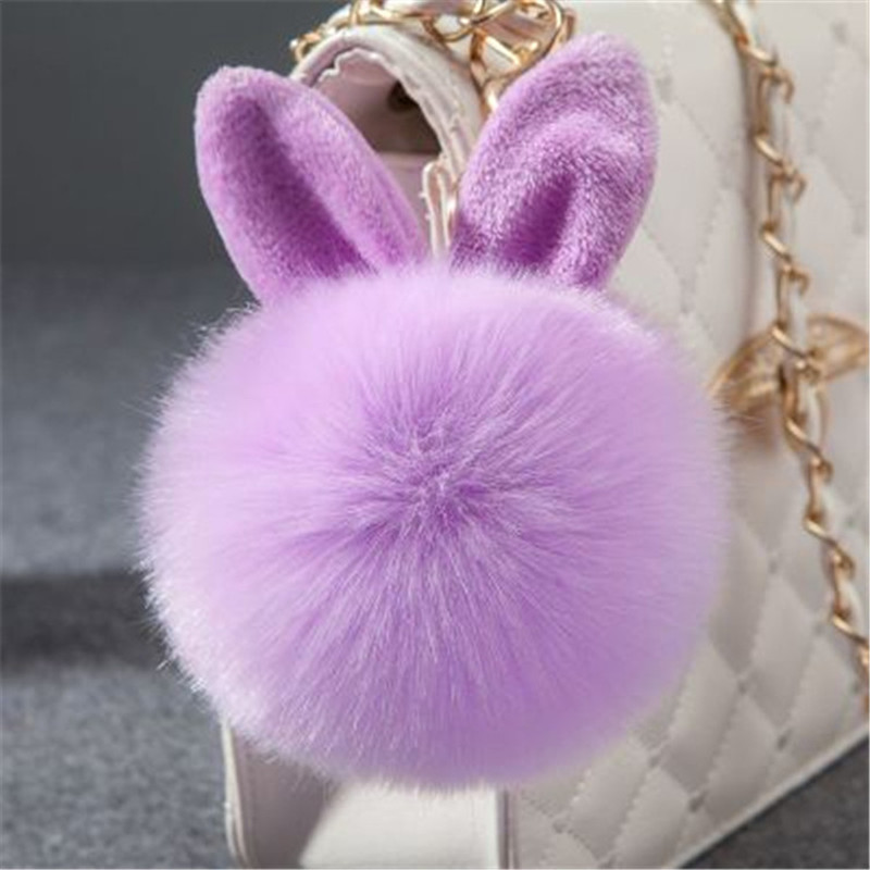 Fancy&Fantasy szőrme Pom Pom kulcstartó Bolyhos nyuszi kulcstartó Chaveiro műnyúlszőr izzótáska autódísz szőrme golyós kulcstartó