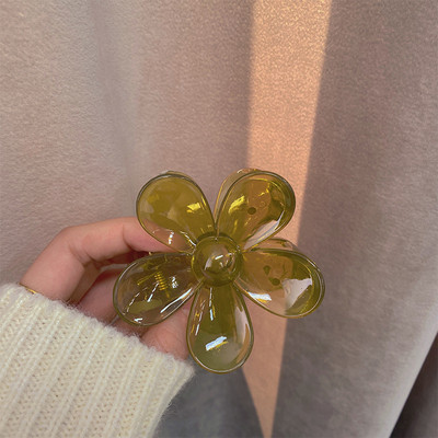 7Designs Agrafă mare acrilic pentru păr, accesorii pentru păr pentru femei, culoarea jeleului coreeană, agrafă mare pentru gheare de păr, clemă de crab din rășină.