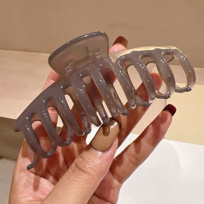 7Designs Agrafă mare acrilic pentru păr, accesorii pentru păr pentru femei, culoarea jeleului coreeană, agrafă mare pentru gheare de păr, clemă de crab din rășină.