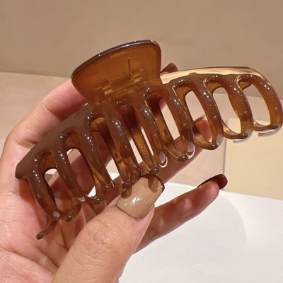 7Designs Agrafă mare acrilic pentru păr, accesorii pentru păr pentru femei, culoarea jeleului coreeană, agrafă mare pentru gheare de păr, clemă de crab din rășină.