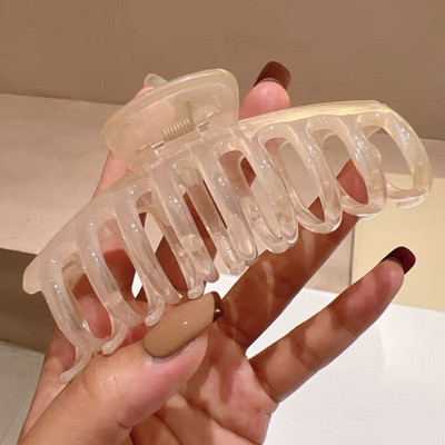 7Designs Agrafă mare acrilic pentru păr, accesorii pentru păr pentru femei, culoarea jeleului coreeană, agrafă mare pentru gheare de păr, clemă de crab din rășină.