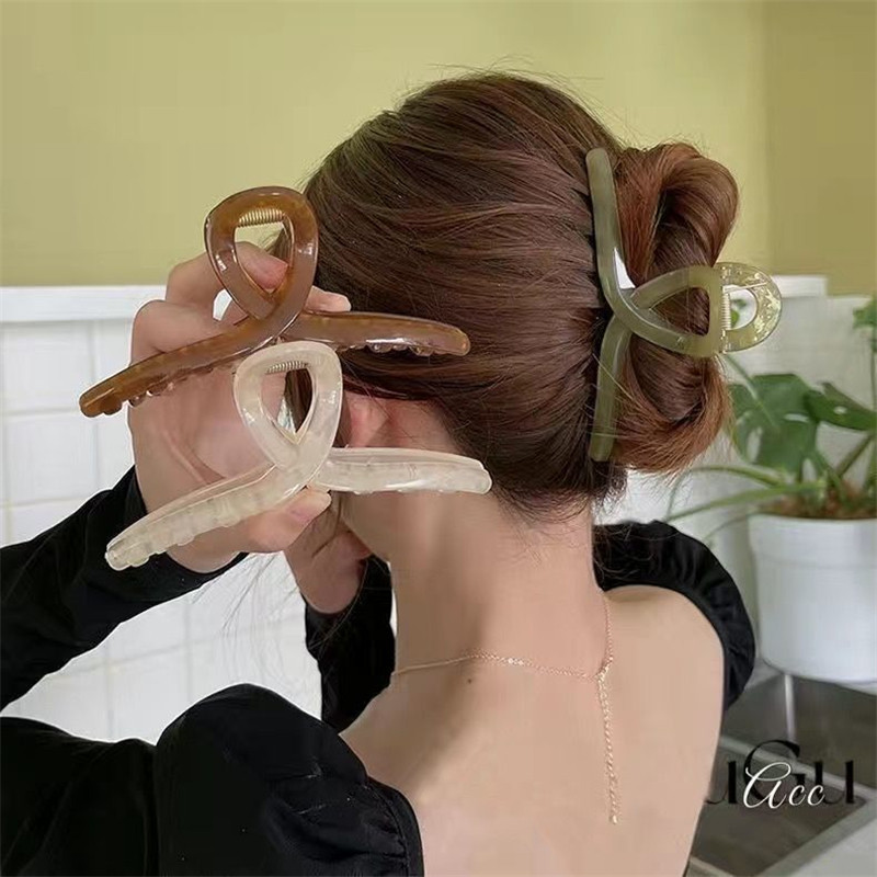 7Designs Agrafă mare acrilic pentru păr, accesorii pentru păr pentru femei, culoarea jeleului coreeană, agrafă mare pentru gheare de păr, clemă de crab din rășină.