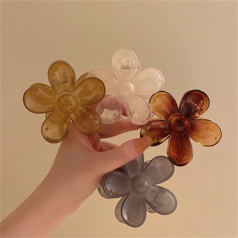 7Designs Agrafă mare acrilic pentru păr, accesorii pentru păr pentru femei, culoarea jeleului coreeană, agrafă mare pentru gheare de păr, clemă de crab din rășină.