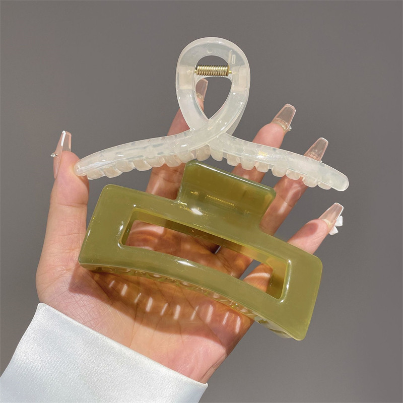 7Designs Agrafă mare acrilic pentru păr, accesorii pentru păr pentru femei, culoarea jeleului coreeană, agrafă mare pentru gheare de păr, clemă de crab din rășină.