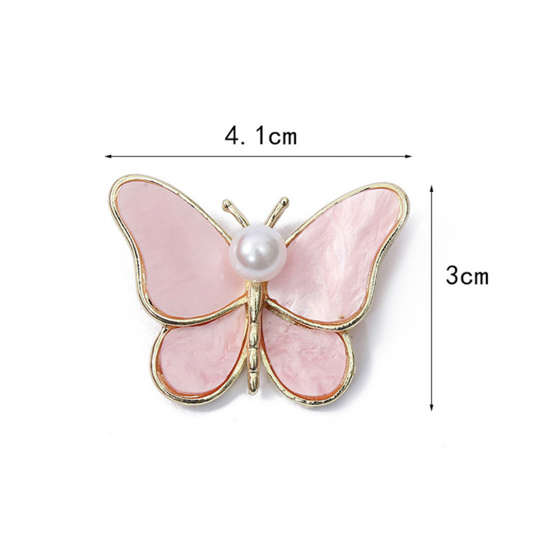 Drăguț și rafinat perla fluture broșă aliaj animale insecte broșe pentru femeie cadou de vacanță ace perla alb fluture broșă