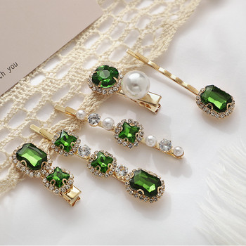 2020 нови зелени кристални щипки за коса, фиби за жени, модни симулирани перли, комплект аксесоари за коса, луксозни сватбени женски орнаменти
