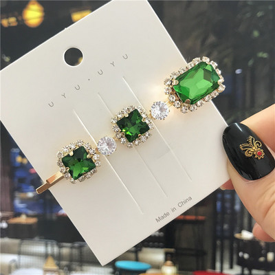 2020, noul agrafă de păr de cristal verde pentru femei, set de accesorii de păr cu perle simulate la modă, ornamente de lux pentru nuntă pentru femei