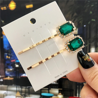 2020, noul agrafă de păr de cristal verde pentru femei, set de accesorii de păr cu perle simulate la modă, ornamente de lux pentru nuntă pentru femei