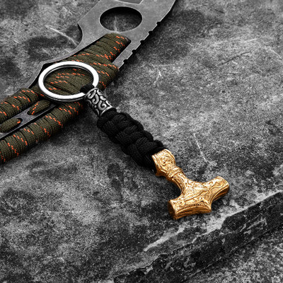 Vikings Thors Hammer túlélő kötél kulcstartó férfi rozsdamentes acél horgony kés medál Paracord kulcstartó kézzel készített skandináv ékszer