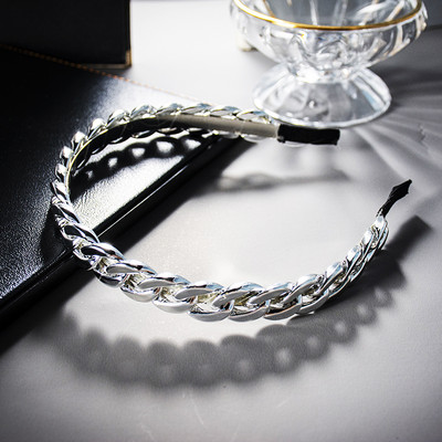 12 стила злато сребро метална ацетатна верига ленти за коса дамски аксесоари за коса модни перли обръч безел ретро лента за глава за момиче 2021