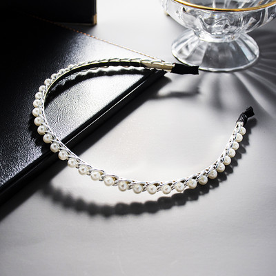 12 стила злато сребро метална ацетатна верига ленти за коса дамски аксесоари за коса модни перли обръч безел ретро лента за глава за момиче 2021