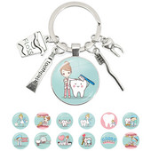 Breloc cu pandantiv cu dom de sticlă pentru dentist, cadou pentru asistent dentar, breloc pentru îngrijirea dentară, 2022