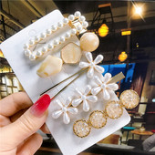 5 buc/set agrafe de păr femei perle imitate accesorii de păr bijuterii de modă floare frunze stea barete din rășină pentru fete mâner de păr 2021