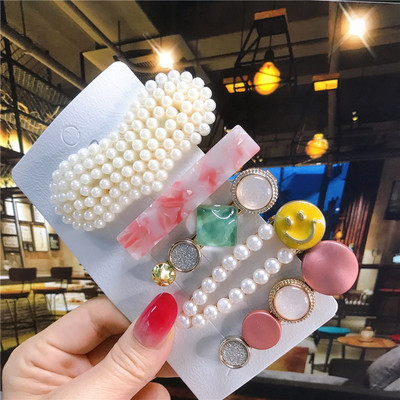 5 buc/set agrafe de păr femei perle imitate accesorii de păr bijuterii de modă floare frunze stea barete din rășină pentru fete mâner de păr 2021