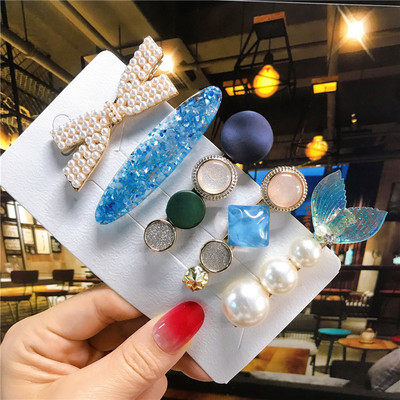 5 buc/set agrafe de păr femei perle imitate accesorii de păr bijuterii de modă floare frunze stea barete din rășină pentru fete mâner de păr 2021