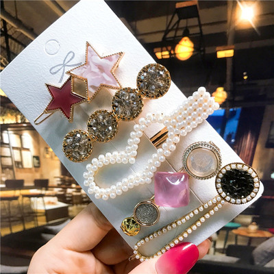 5 buc/set agrafe de păr femei perle imitate accesorii de păr bijuterii de modă floare frunze stea barete din rășină pentru fete mâner de păr 2021