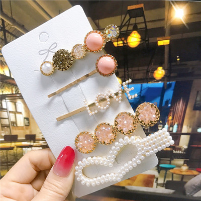 5 buc/set agrafe de păr femei perle imitate accesorii de păr bijuterii de modă floare frunze stea barete din rășină pentru fete mâner de păr 2021