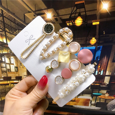 5 buc/set agrafe de păr femei perle imitate accesorii de păr bijuterii de modă floare frunze stea barete din rășină pentru fete mâner de păr 2021