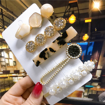 5 buc/set agrafe de păr femei perle imitate accesorii de păr bijuterii de modă floare frunze stea barete din rășină pentru fete mâner de păr 2021