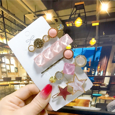 5 buc/set agrafe de păr femei perle imitate accesorii de păr bijuterii de modă floare frunze stea barete din rășină pentru fete mâner de păr 2021