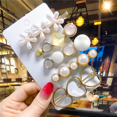 5 buc/set agrafe de păr femei perle imitate accesorii de păr bijuterii de modă floare frunze stea barete din rășină pentru fete mâner de păr 2021