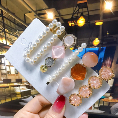 5 buc/set agrafe de păr femei perle imitate accesorii de păr bijuterii de modă floare frunze stea barete din rășină pentru fete mâner de păr 2021