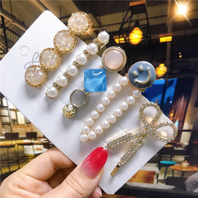 5 buc/set agrafe de păr femei perle imitate accesorii de păr bijuterii de modă floare frunze stea barete din rășină pentru fete mâner de păr 2021