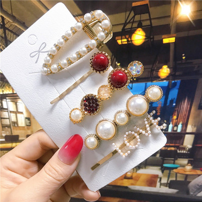 5 buc/set agrafe de păr femei perle imitate accesorii de păr bijuterii de modă floare frunze stea barete din rășină pentru fete mâner de păr 2021