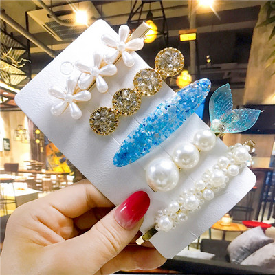 5 buc/set agrafe de păr femei perle imitate accesorii de păr bijuterii de modă floare frunze stea barete din rășină pentru fete mâner de păr 2021