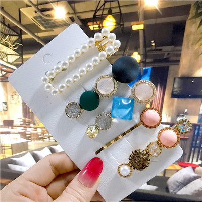 5 buc/set agrafe de păr femei perle imitate accesorii de păr bijuterii de modă floare frunze stea barete din rășină pentru fete mâner de păr 2021