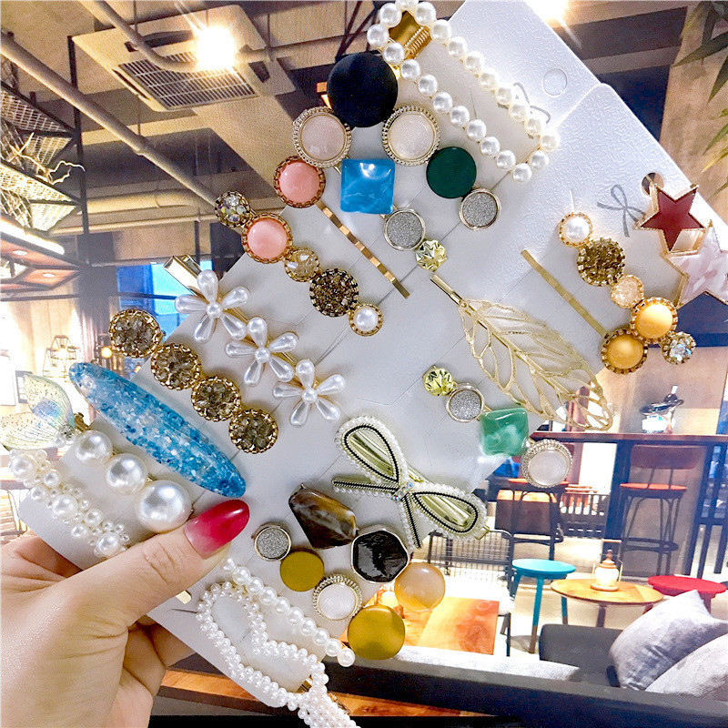 5 buc/set agrafe de păr femei perle imitate accesorii de păr bijuterii de modă floare frunze stea barete din rășină pentru fete mâner de păr 2021